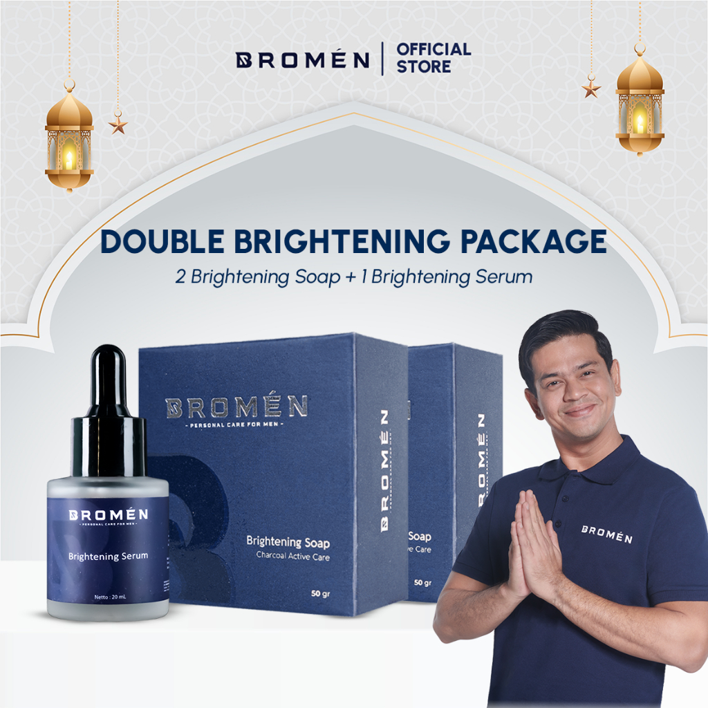 BROMEN Bundle 2 pcs Brightening Soap dan 1 pcs Serum - Perawatan Pemutih Muka Pria