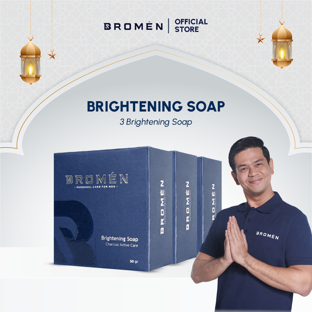 BROMEN Bundle 3 pcs Brightening Soap - Sabun Cuci Muka Pemutih Pria Anti Kusam