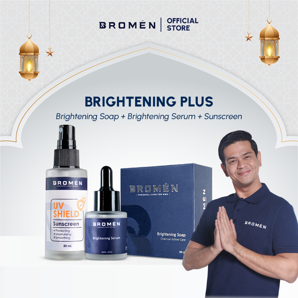 BROMEN Paket BRIGHTENING PLUS ( Brightening Soap dan Brightening Serum dan UV Shield )